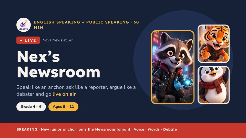 Nex's Newsroom, an Eloqova lesson for Grades 4 to 6